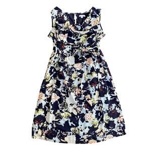 GAP‎ Maternity Floral Cowl Neck Back Tie Dress Midi Length - S